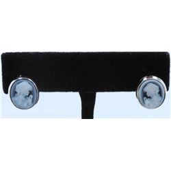 14K WHITE GOLD CAMEO EARRING