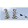 Image 2 : 18K White&Yellow  Gold And Diamond  Dangling Earring Round Shape Diamond-2.61ct Princess Shape Yello