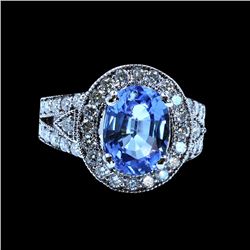 4.05CT NATURAL COPPER BEARING PARIBA TOURMALINE 14K WHITE GOLD RING