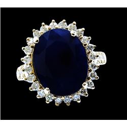 9.19CT NATURAL CEYLON BLUE SAPPHIRE 14K Y/G RING