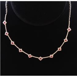 18K White Gold Necklace/Diamond- 2.47ct/Ruby- 1.11ct/Gold- 21.70 Grams