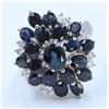 Image 1 : 14K WHITE GOLD SAPPHIRE PENDANT RING:10.9g/Diamond:0.36ct/Sapphire:6.27ct/Center Sap:1.4ct