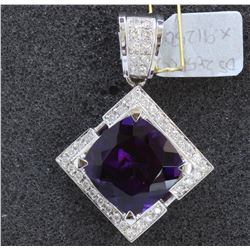 14K WHITE GOLD AMETHYST PENDANT