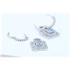 Image 2 : 14K WHITE GOLD EARRING:9.26g/Diamond:2.12ct/Aquamarine:1.61ct