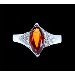 2.18CT NATURAL Malaya Garnet 14K W/G RING