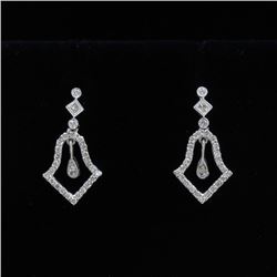 18K White Gold And Diamond Earring Round Shape Diamond-0.52ct Weight-4.20 grams