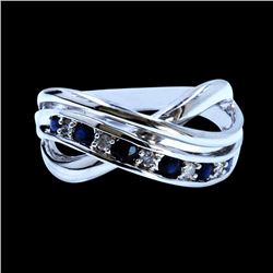 0.40CT NATURAL CEYLON SAPPHIRE 14K WHITE GOLD RING