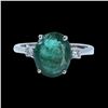 Image 1 : 2.89CT NATURAL COLUMBIAN EMERALD 14K WHITE GOLD RING