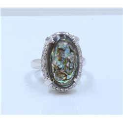 14K White Gold Mother of Pearl Ring:8.1g/Diamond:0.24ct/M.of Pearl:1ea