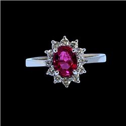 1.33CT NATURAL CEYLON PINK SAPPHIRE 14K WHITE GOLD RING