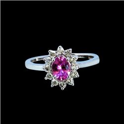 0.61CT NATURAL CEYLON PINK SAPPHIRE 14K WHITE GOLD RING