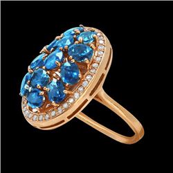 5.25CT NATURAL CEYLON BLUE SAPPHIRE 14K ROSE GOLD RING
