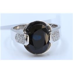 14K WHITE GOLD BLUE SAPPHIRE RING:6g/Diamond:0.16ct/Sapphire:4.24ct