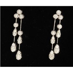 14K WHITE GOLD DIAMOND EARRING:5.13 GRAMS/DIAMOND:0.88CT