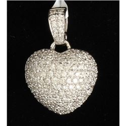 18K WHITE GOLD HEART SHAPE PENDANT:6.40 GRAMS/DIAMOND:1.38CT