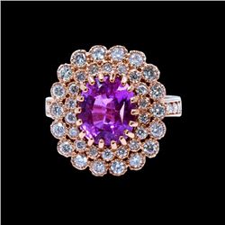 3.20CT NATURAL CEYLON PINK SAPPHIRE 14K R/G RING