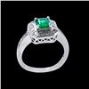 Image 3 : 0.89CT NATURAL COLUMBIAN EMERALD 14K WHITE GOLD RING