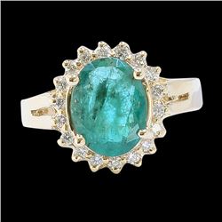 7.07CT NATURAL COLUMBIAN EMERALD 14K Y/G RING