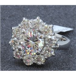 14K WHITE GOLD RING : 8.3g / Diamond: 2.15ct / Center CUBIC ZIRCONIA