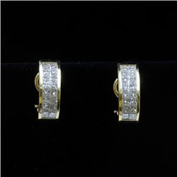 18K White Gold And Diamond Earring Princess Shape Diamond(invisible Setting)- 2.30ct Weight-9.12 Gra