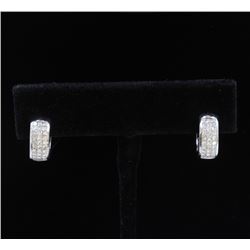 18K White Gold And Diamond Earring Princess Shape Diamond(invisible Setting)-1.39ct Weight-8.94 Gram