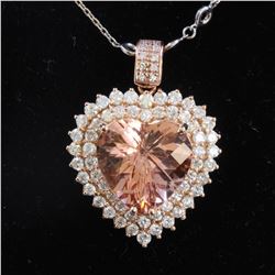 15.06CT NATURAL MORGANITE 14K ROSE GOLD PENDANT