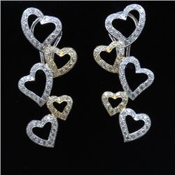 18K White & Yellow Gold And Diamond Dangling Earring Round Shape Diamond-2.40ct Weight-10.16grams