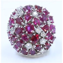 14K WHITE GOLD RUBY RING:17.3g/Ruby:11.59ct/Diamond:1.14ct