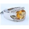 Image 2 : 14K WHITE GOLD RING:7.84g/Diamond:0.2ct/Citrine:2.7ct