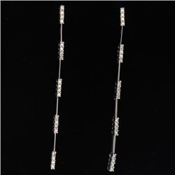18K White Gold And Diamond Dangling Earring Round Shape Diamond-0.53ct Weight-3.62 Grams