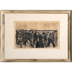 Kathe Kollwitz, Weberzug, Plate 4, Ein Weberstand (Weaver Revolt) Series, Etching