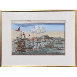 Jean-Francois Daumont, Vue perspective de la Ville de St. Francois, Hand-Colored Etching