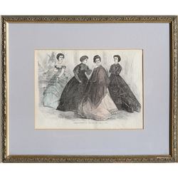 Unknown Artist - Paris Fashions for February 1867, Hand-Colored Lithograph