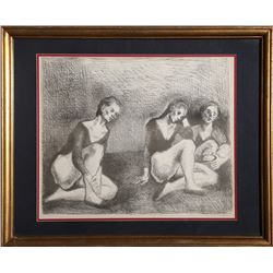 Moses Soyer, Resting Dancers, Lithograph