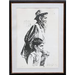 Moshe Gat, Father and Son, Lithograph