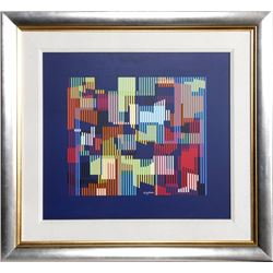 Yaacov Agam, Blue / Violet No. 8, Unique Silkscreen on Canvas