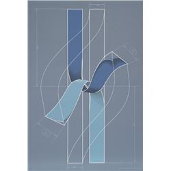 Lennart Nystrom, Grey (Two Ribbons), Serigraph