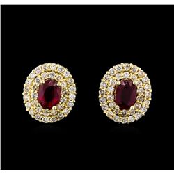 14KT Yellow Gold 2.07 ctw Ruby and Diamond Earrings