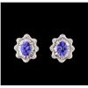 Image 1 : 14KT White Gold 2.52 ctw Tanzanite and Diamond Stud Earrings