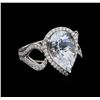 Image 1 : 5.77 ctw Aquamarine and Diamond Ring - 14KT White Gold