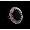 Image 1 : 14KT White Gold 11.35 ctw Amethyst and Diamond Ring