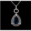 Image 1 : 14KT White Gold 29.77 ctw Blue Topaz and Diamond Pendant With Chain