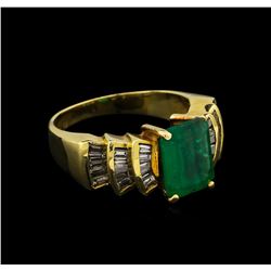 14KT Yellow Gold 3.26 ctw Emerald and Diamond Ring