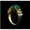 Image 4 : 14KT Yellow Gold 3.26 ctw Emerald and Diamond Ring