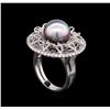Image 4 : 14KT White Gold Pearl and Diamond Ring