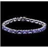 Image 1 : 16.60 ctw Tanzanite and Diamond Bracelet - 14KT White Gold