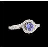 Image 1 : 0.50 ctw Tanzanite and Diamond Ring - 14KT White Gold