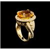 Image 4 : 14KT Yellow Gold 7.71 ctw Citrine Quartz and Diamond Ring