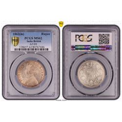 1862(m) India British Rupee - PCGS MS62