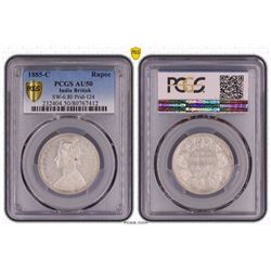 1885-C India British Rupee - PCGS AU50